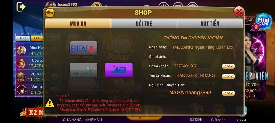 thời gian rút nạp tiền vào tài khoản Play Go88